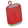 The portable, waterproof and 360-degree surround sound Bluetooth speaker with a red fabric shell Item Picture